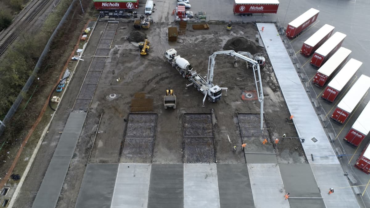 concrete pouring aerial view